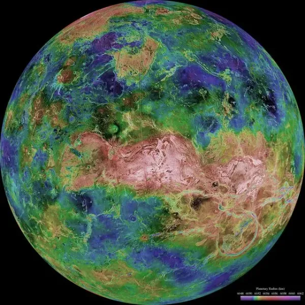 A garishly-colored image of Venus, by NASA
