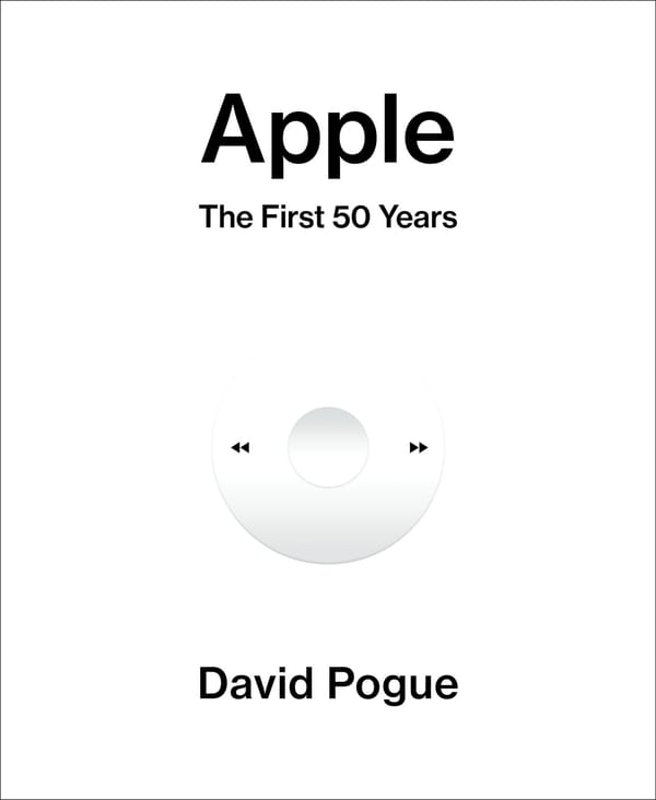 The cover to the book Apple: The First 50 Years, by David Pogue